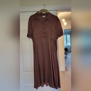 Red Patterned Short Sleeve Dress